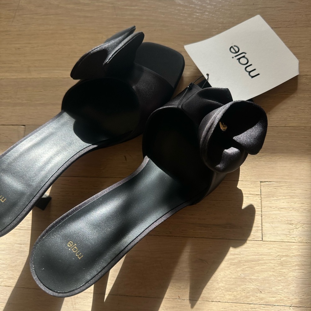Maje Elegant Black Heeled Mules